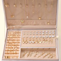 UPHUI 76PCS Luxury Jewelry Set Butterfly Necklace Set Butterfly Ring And Earring Set Diamond And Pearl Earnail Set Elegant Zircon Pendant Earring Ring Necklace Women's Daily Jewelry Gift For Friends