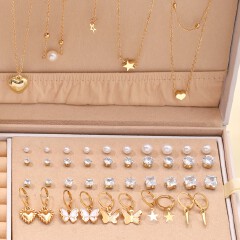 UPHUI 76PCS Luxury Jewelry Set Butterfly Necklace Set Butterfly Ring And Earring Set Diamond And Pearl Earnail Set Elegant Zircon Pendant Earring Ring Necklace Women's Daily Jewelry Gift For Friends