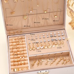 UPHUI 76PCS Luxury Jewelry Set Butterfly Necklace Set Butterfly Ring And Earring Set Diamond And Pearl Earnail Set Elegant Zircon Pendant Earring Ring Necklace Women's Daily Jewelry Gift For Friends