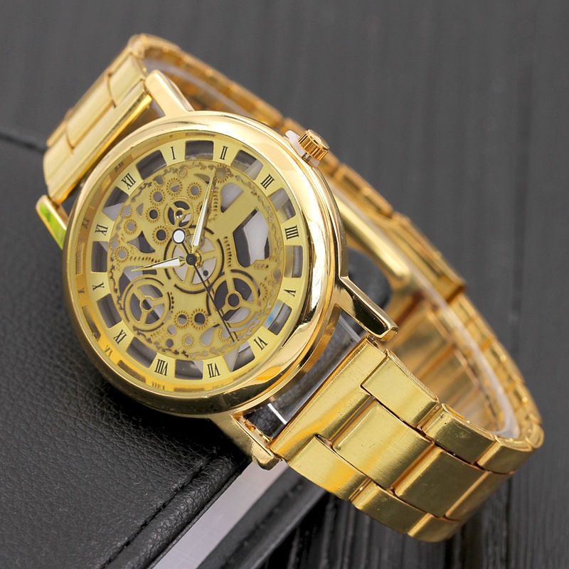 UPHUI Men's Watch Hollow Steel Strip Men's Watch High end Business Men's Watch Business Quartz Watch Male Wrist Watch Clock