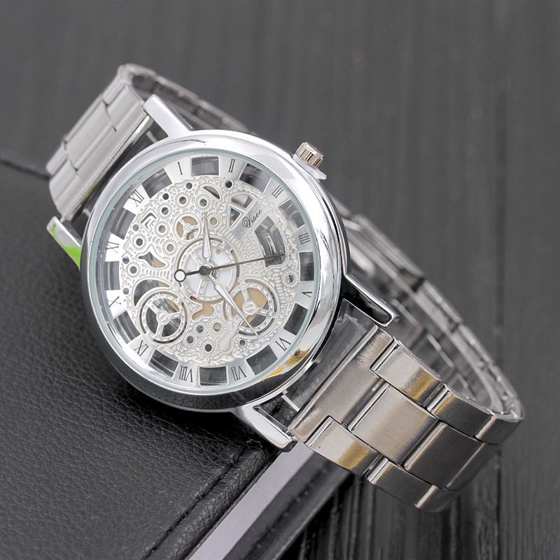 UPHUI Men's Watch Hollow Steel Strip Men's Watch High end Business Men's Watch Business Quartz Watch Male Wrist Watch Clock