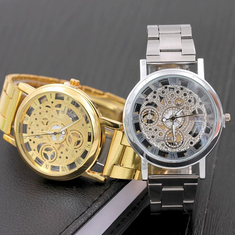 UPHUI Men's Watch Hollow Steel Strip Men's Watch High end Business Men's Watch Business Quartz Watch Male Wrist Watch Clock
