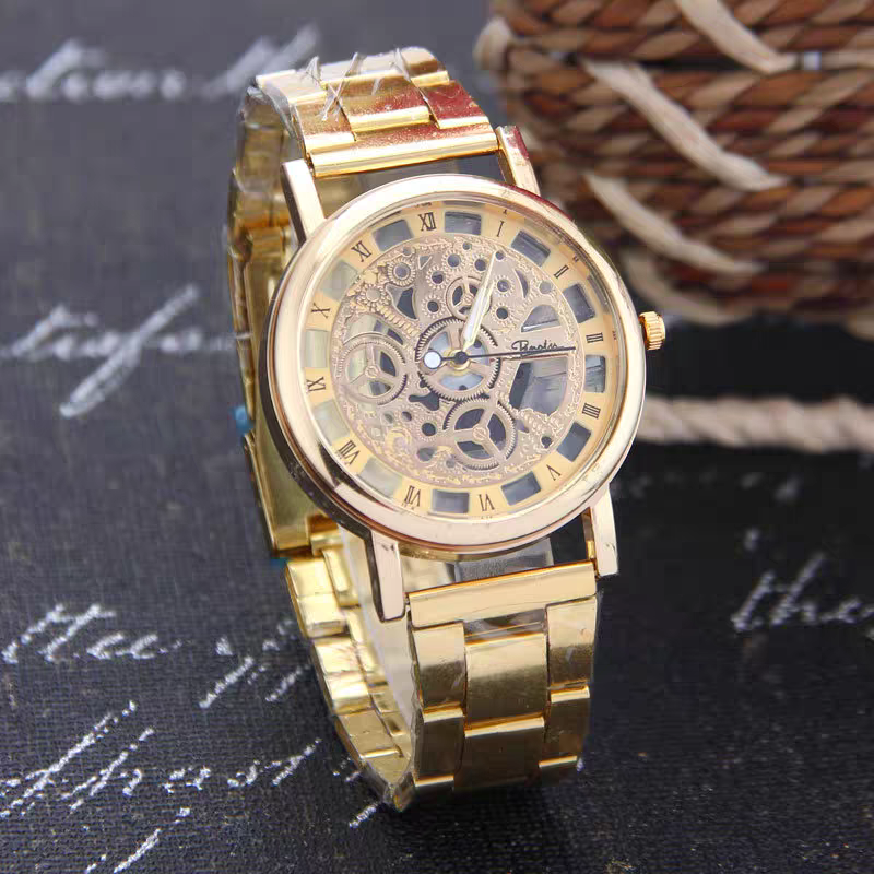 UPHUI Men's Watch Hollow Steel Strip Men's Watch High end Business Men's Watch Business Quartz Watch Male Wrist Watch Clock