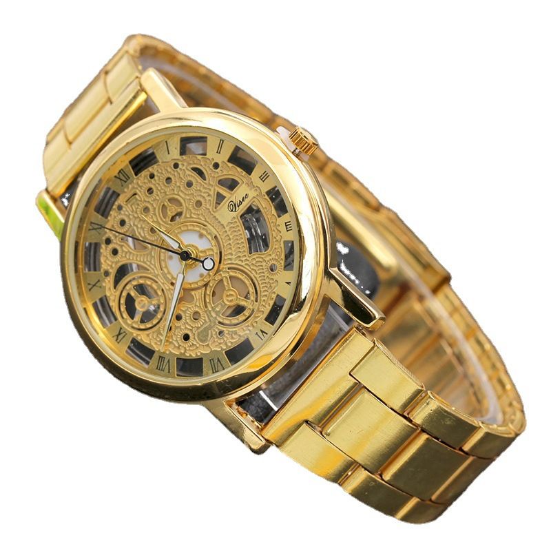 UPHUI Men's Watch Hollow Steel Strip Men's Watch High end Business Men's Watch Business Quartz Watch Male Wrist Watch Clock