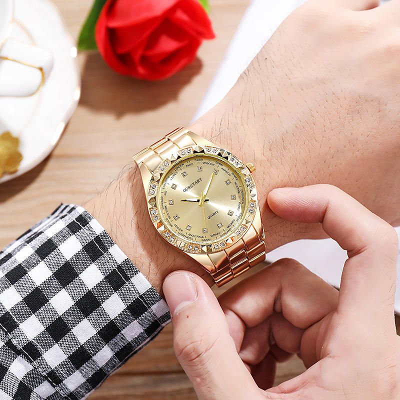 UPHUI Unisex Watch Couple Watch Men's Luxury Business Watch Women's Gold Fashion Women's Watch Formal Ultra High Texture Waterproof Leisure Watch Hip Hop Watch