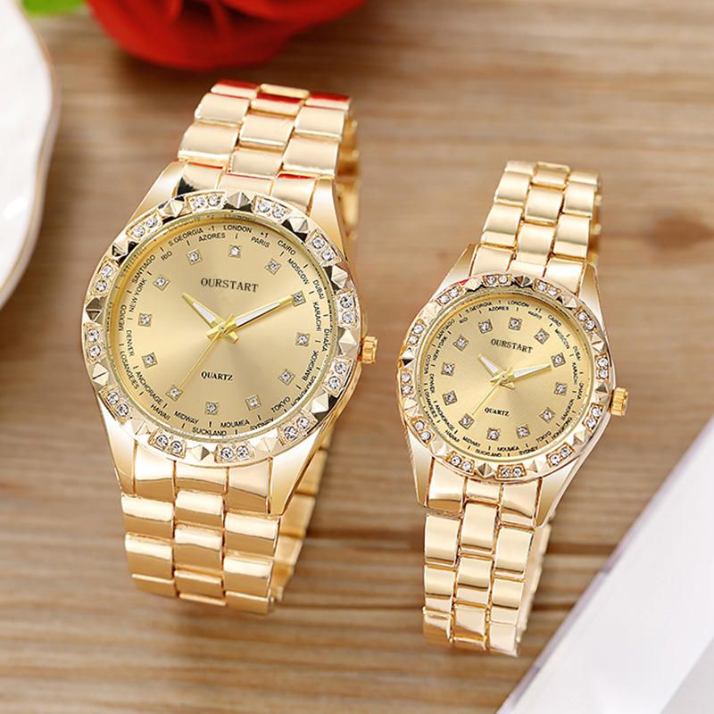 UPHUI Unisex Watch Couple Watch Men's Luxury Business Watch Women's Gold Fashion Women's Watch Formal Ultra High Texture Waterproof Leisure Watch Hip Hop Watch