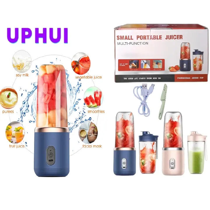 UPHUI Personal Blender for Shakes and Smoothies Portable Mixer Fruit Juicer USB Rechargeable with 6 Blades Handheld Blenders for Sports Travel and Outdoors Small Electric Mini Blender