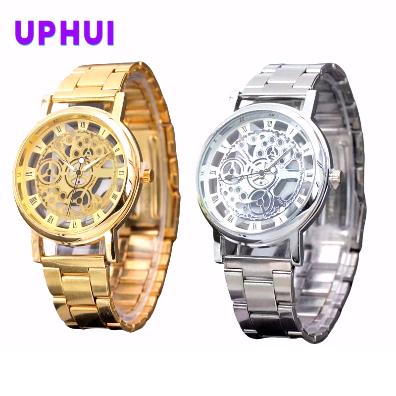 UPHUI Men's Watch Hollow Steel Strip Men's Watch High end Business Men's Watch Business Quartz Watch Male Wrist Watch Clock