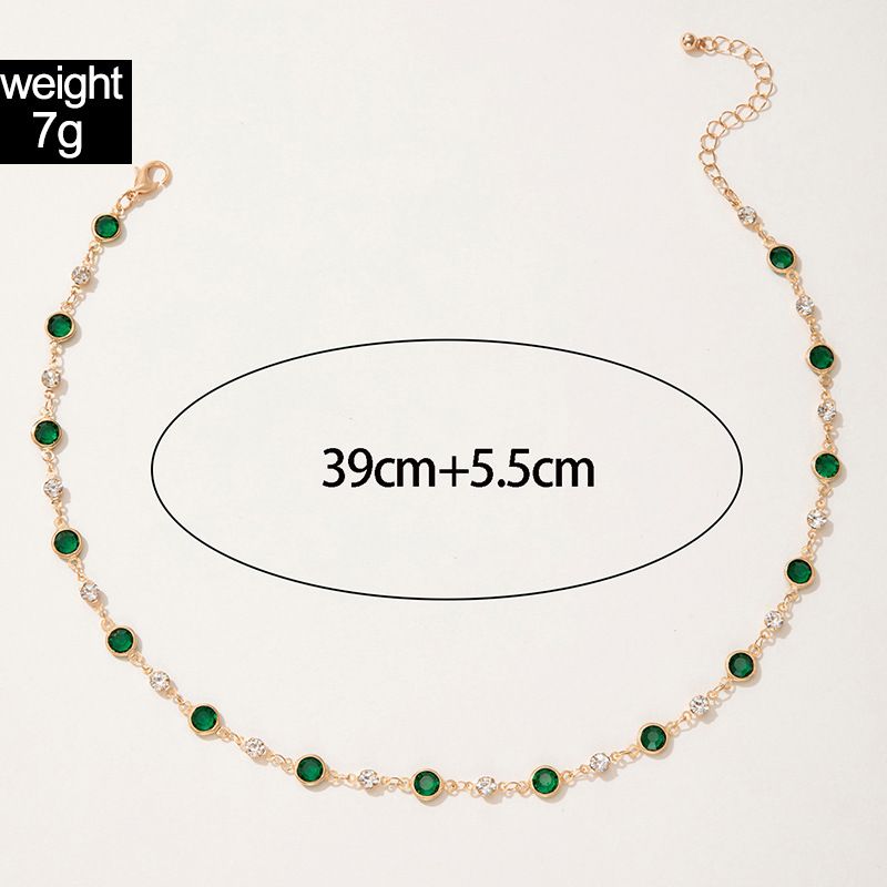 UPHUI Chain Women's Necklace Inlaid With Diamonds Bohemian Green Crystal Necklace Emerald Necklace Exquisite Satellite Necklace Gorgeous Wedding Jewelry Women's Gift Wedding Accessories Dress