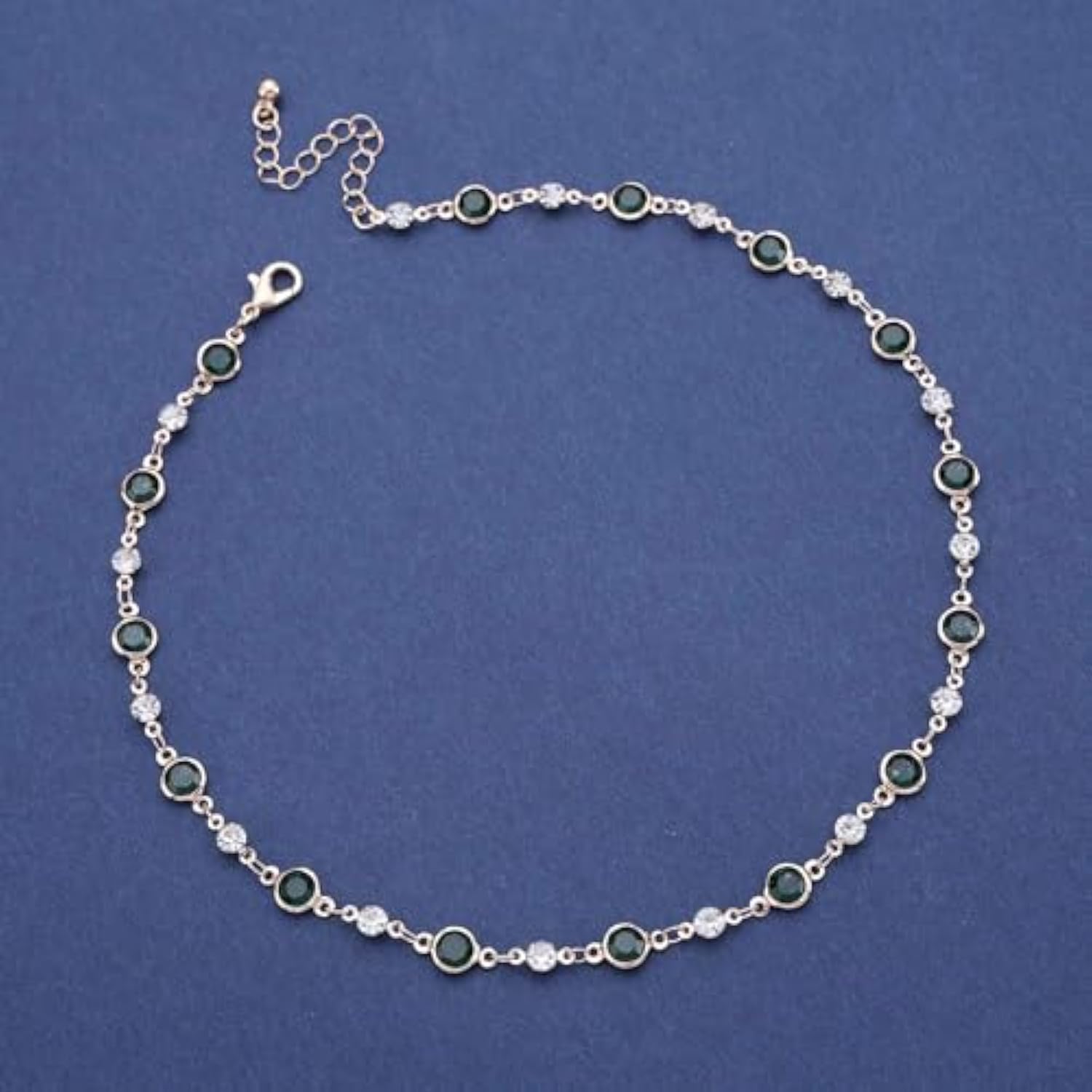 UPHUI Chain Women's Necklace Inlaid With Diamonds Bohemian Green Crystal Necklace Emerald Necklace Exquisite Satellite Necklace Gorgeous Wedding Jewelry Women's Gift Wedding Accessories Dress