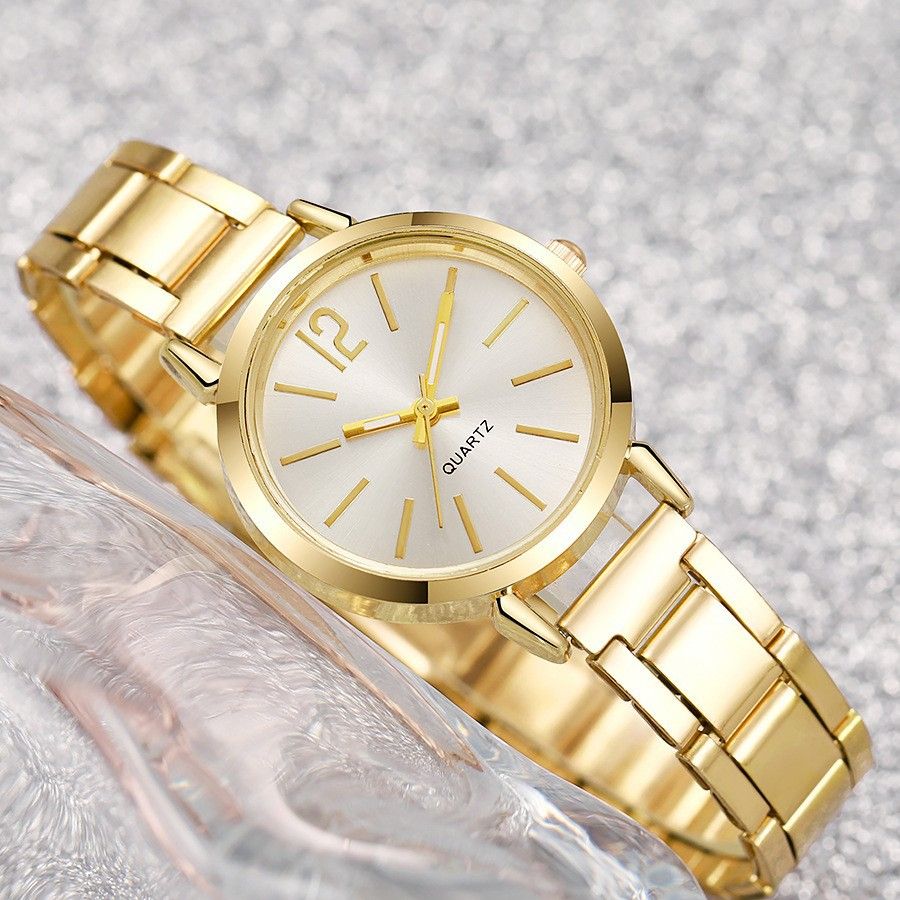 UPHUI Ladies Fashion Simple Digital Alloy with Quartz Watch Bracelet 2pcs Set Luxury Women Simple Dial Ladies Watches