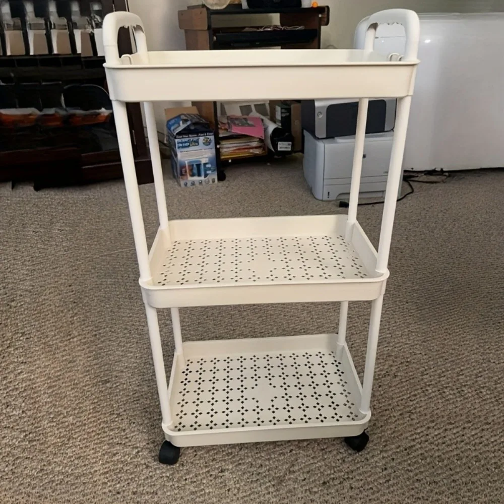 UPHUI 3 Layers Removable Storage Rack Mobile Multi-Functional Organizer Floor Standing Portable Storage Rack for Bathroom Kitchen