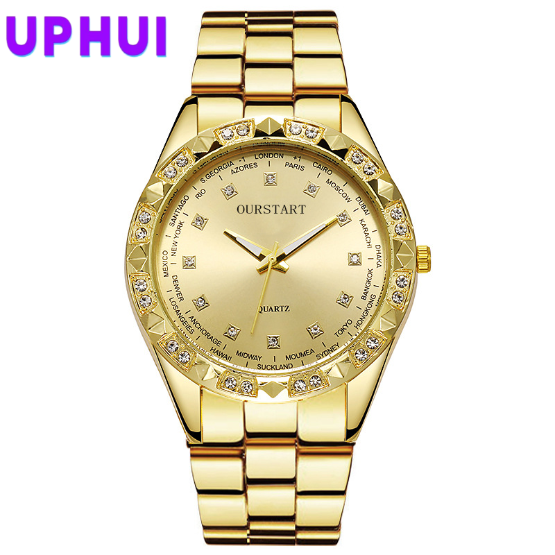 UPHUI Unisex Watch Couple Watch Men's Luxury Business Watch Women's Gold Fashion Women's Watch Formal Ultra High Texture Waterproof Leisure Watch Hip Hop Watch
