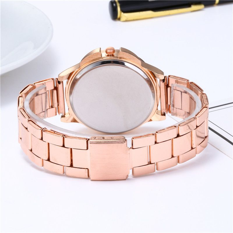 UPHUI Women's Watch Steel Strap Lotus Diamond Watch Luxury Business Watch Alloy Women's Watch Rose Gold Watch