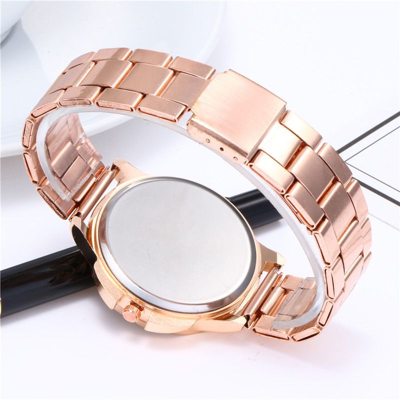 UPHUI Women's Watch Steel Strap Lotus Diamond Watch Luxury Business Watch Alloy Women's Watch Rose Gold Watch