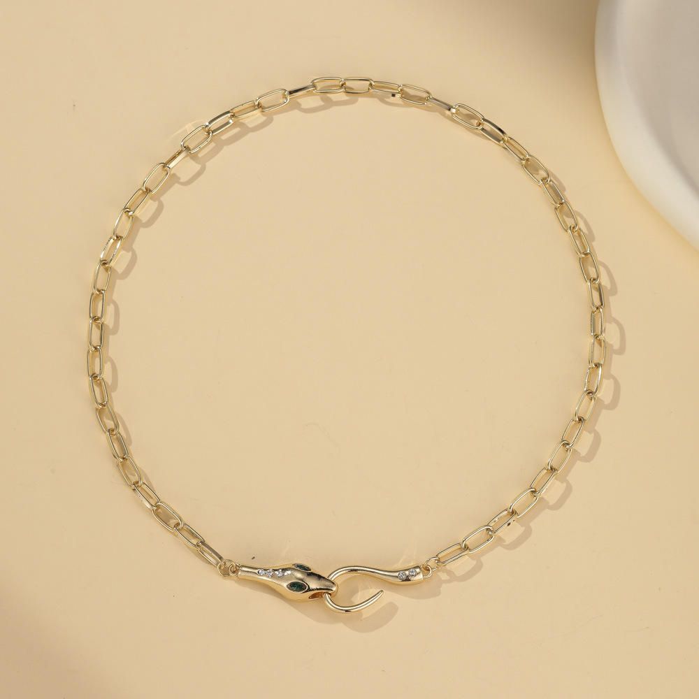 UPHUI Ladies' Golden Snake Necklace Silver Snake Pendant Necklace Layered Serpentine Necklace Square Crystal Haoshi Ladies' Serpentine Gold Necklace Fashion Necklace Exquisite Snake Jewelry