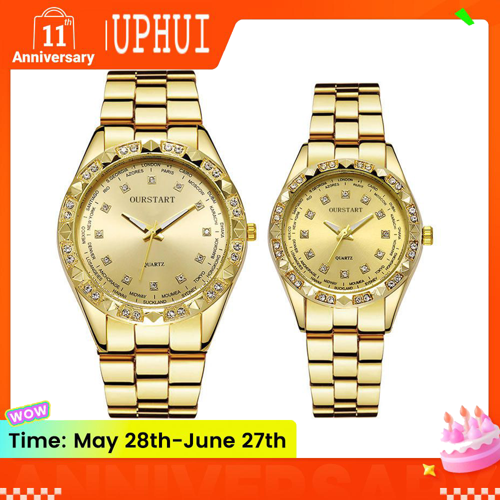 UPHUI Unisex Watch Couple Watch Men's Luxury Business Watch Women's Gold Fashion Women's Watch Formal Ultra High Texture Waterproof Leisure Watch Hip Hop Watch Men's style