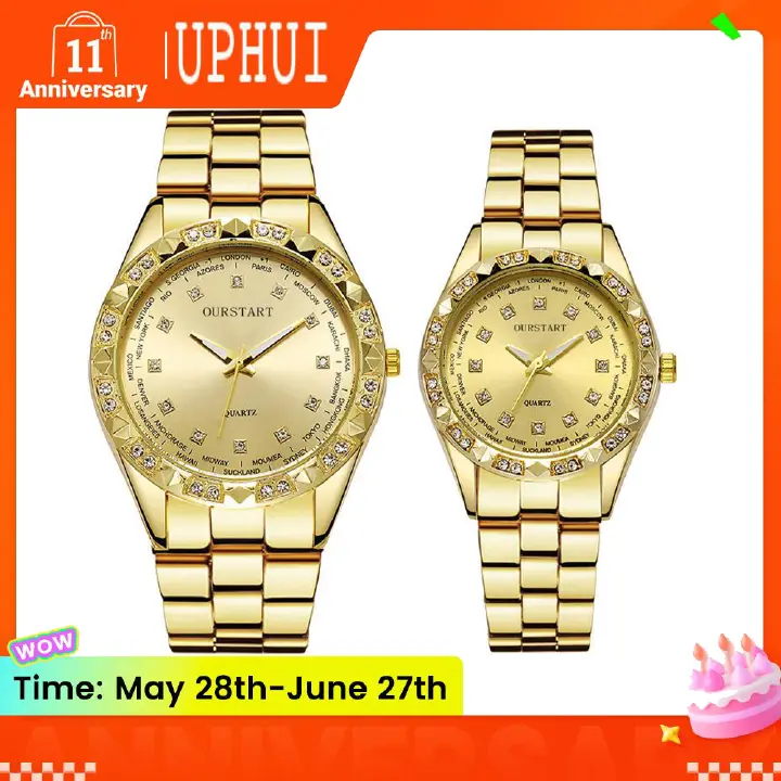 UPHUI Unisex Watch Couple Watch Men's Luxury Business Watch Women's Gold Fashion Women's Watch Formal Ultra High Texture Waterproof Leisure Watch Hip Hop Watch