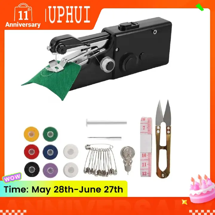 UPHUI Sewing Machine Mini Household Items Handheld Sewing Convenient Needle Work Manual Sewing Machine Quick Sewing Needle Clothes Fabric Home Electric Sewing Machine Convenient