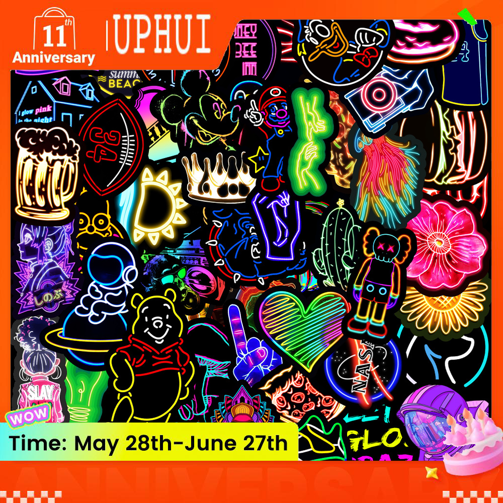 UPHUI 50PCS  Stylish Universal DIY Stickers Boho Graffiti Stickers for DIY Luggage Laptops Skateboards Motorcycle Bikes Suitcase Decals Graffiti Stickers