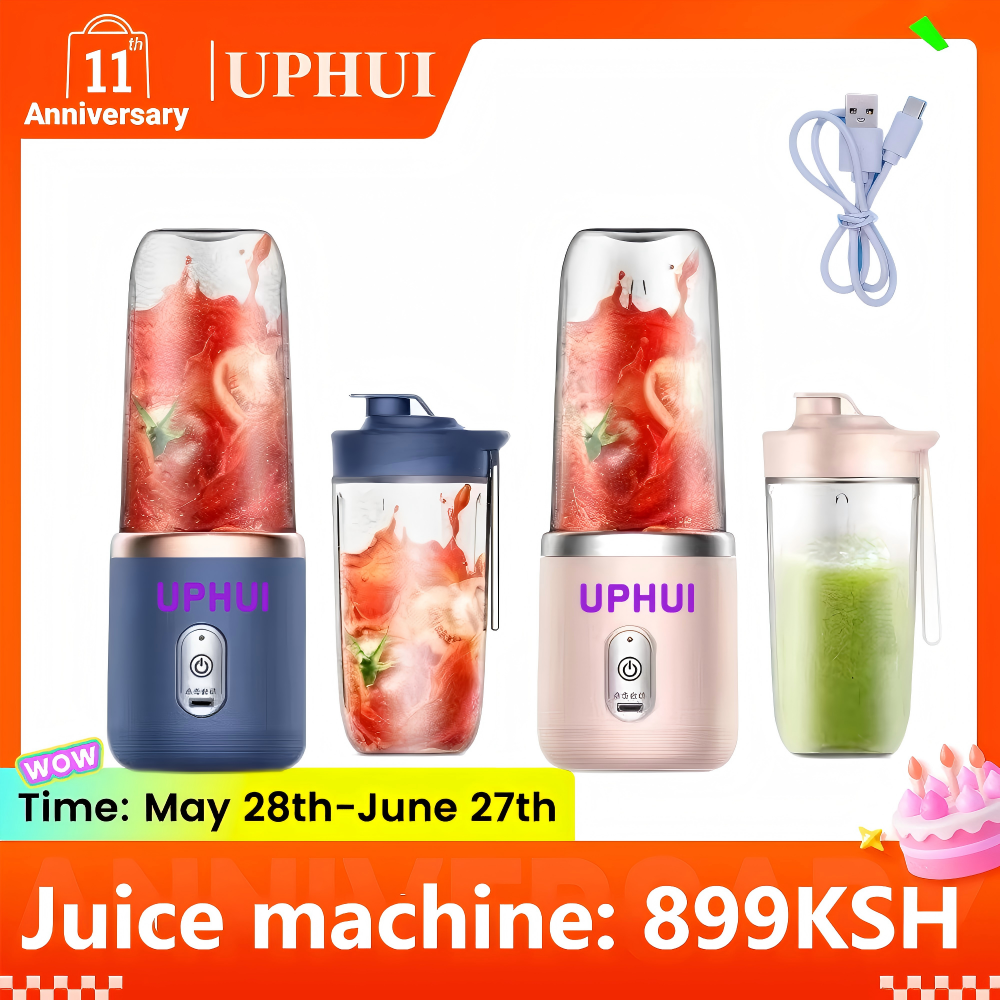 UPHUI Personal Blender for Shakes and Smoothies Portable Mixer Fruit Juicer USB Rechargeable with 6 Blades Handheld Blenders for Sports Travel and Outdoors Small Electric Mini Blender