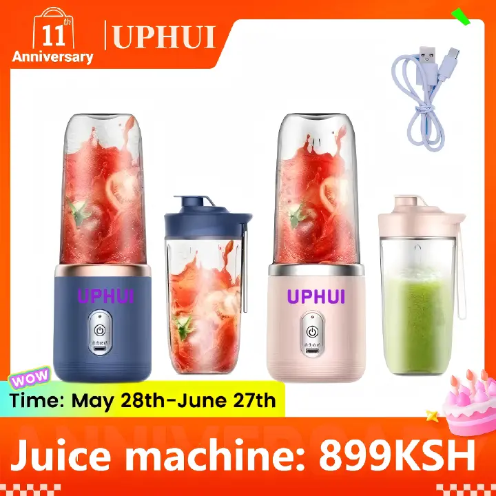 UPHUI Personal Blender for Shakes and Smoothies Portable Mixer Fruit Juicer USB Rechargeable with 6 Blades Handheld Blenders for Sports Travel and Outdoors Small Electric Mini Blender