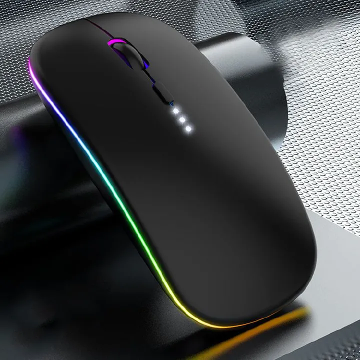 UPHUI Color Light Display Battery Rechargeable Mouse Silent Mouse Business Office Mouse Silver Dual Mode Bluetooth Mouse Portable Business Mouse