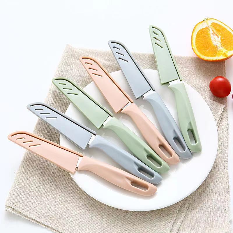 UPHUI Paring Cutter Fruit Melon Vegetables Cutter Portable Versatile Kitchen Cutter with Sleeve for Kitchen Home Use Stainless Steel (GREEN)