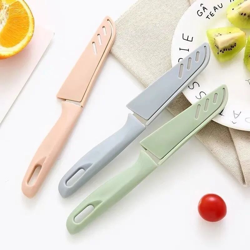 UPHUI Paring Cutter Fruit Melon Vegetables Cutter Portable Versatile Kitchen Cutter with Sleeve for Kitchen Home Use Stainless Steel (GREEN)