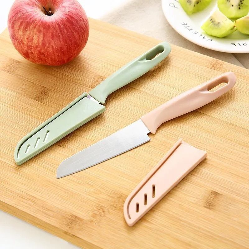 UPHUI Paring Cutter Fruit Melon Vegetables Cutter Portable Versatile Kitchen Cutter with Sleeve for Kitchen Home Use Stainless Steel (GREEN)