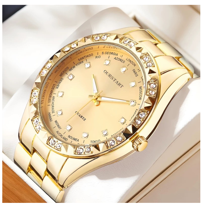 UPHUI Unisex Watch Couple Watch Men's Luxury Business Watch Women's Gold Fashion Women's Watch Formal Ultra High Texture Waterproof Leisure Watch Hip Hop Watch