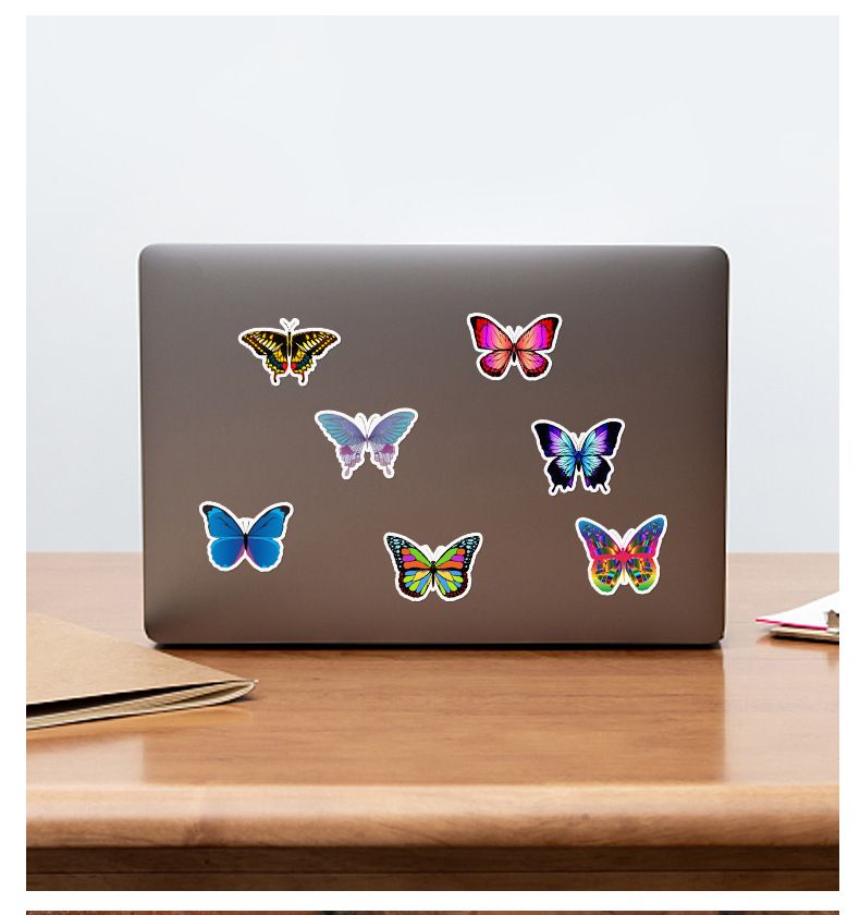 UPHUI 50PCS  Stylish Universal DIY Butterfly Stickers Boho Graffiti Stickers for DIY Luggage Laptops Skateboards Motorcycle Bikes Suitcase Decals Graffiti Stickers