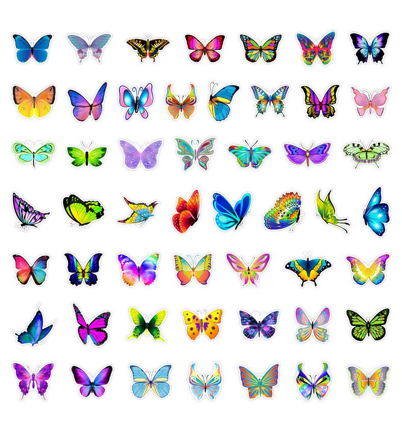 UPHUI 50PCS  Stylish Universal DIY Butterfly Stickers Boho Graffiti Stickers for DIY Luggage Laptops Skateboards Motorcycle Bikes Suitcase Decals Graffiti Stickers