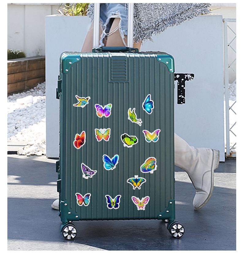 UPHUI 50PCS  Stylish Universal DIY Butterfly Stickers Boho Graffiti Stickers for DIY Luggage Laptops Skateboards Motorcycle Bikes Suitcase Decals Graffiti Stickers