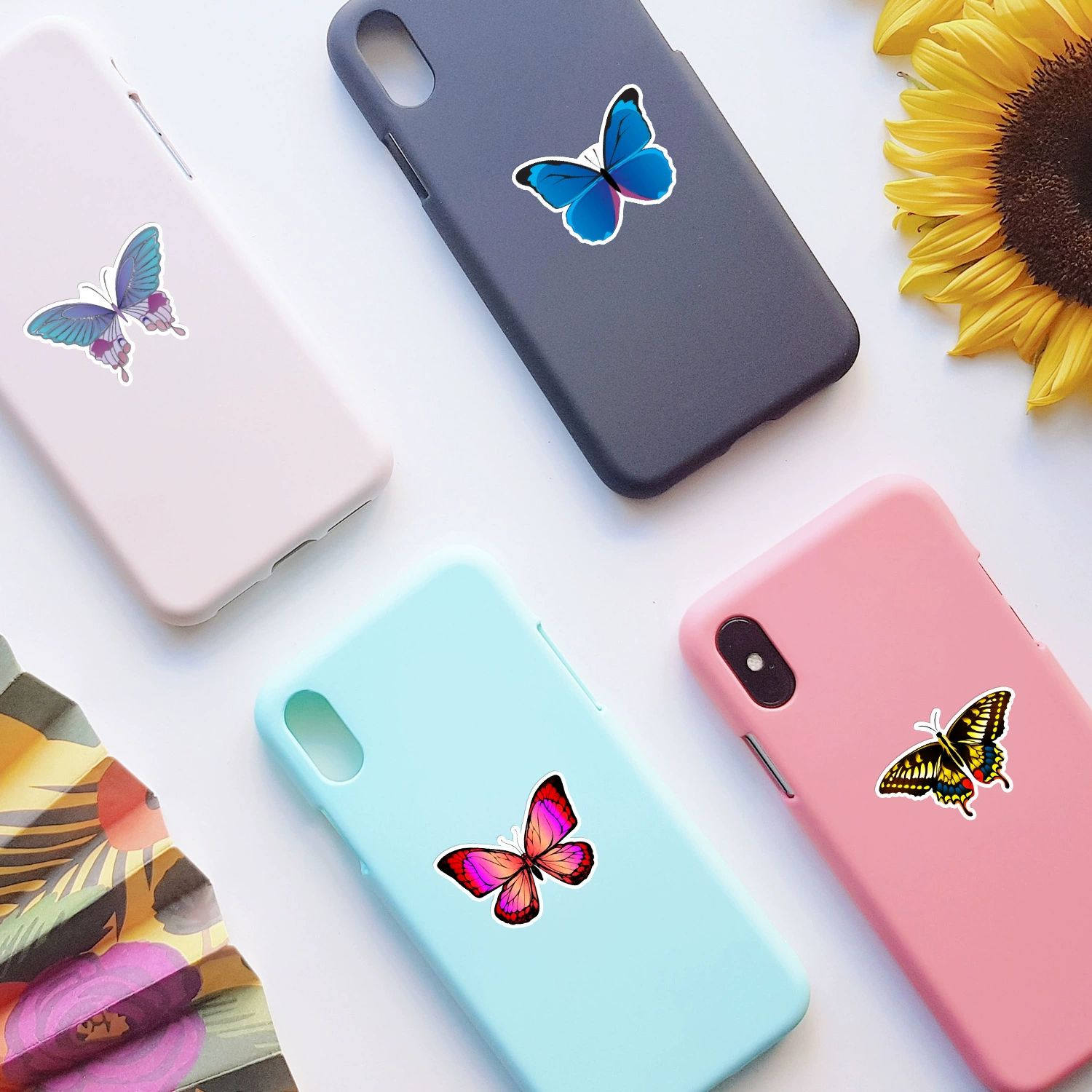 UPHUI 50PCS  Stylish Universal DIY Butterfly Stickers Boho Graffiti Stickers for DIY Luggage Laptops Skateboards Motorcycle Bikes Suitcase Decals Graffiti Stickers