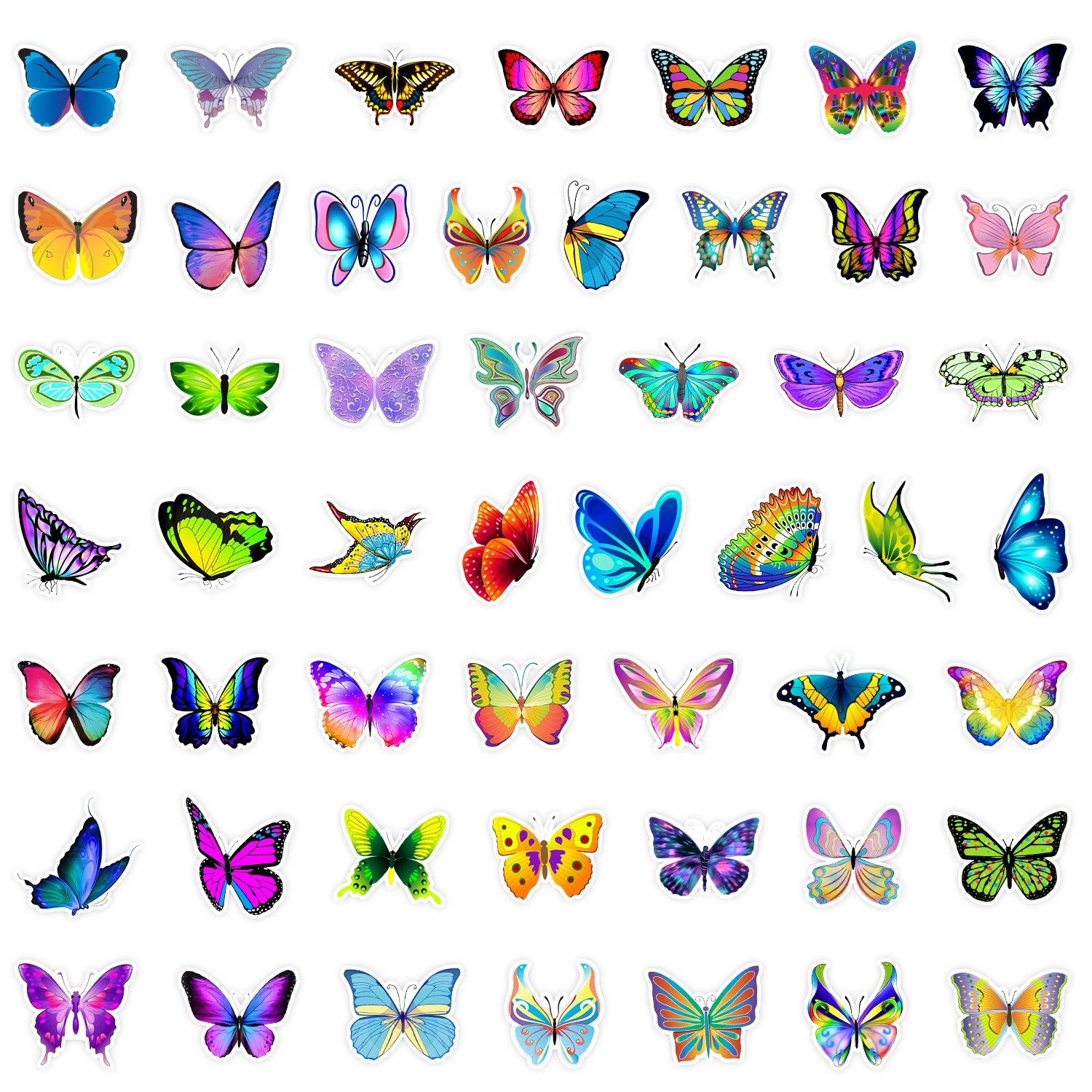 UPHUI 50PCS  Stylish Universal DIY Butterfly Stickers Boho Graffiti Stickers for DIY Luggage Laptops Skateboards Motorcycle Bikes Suitcase Decals Graffiti Stickers