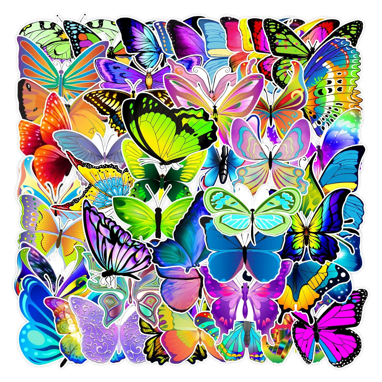 UPHUI 50PCS  Stylish Universal DIY Butterfly Stickers Boho Graffiti Stickers for DIY Luggage Laptops Skateboards Motorcycle Bikes Suitcase Decals Graffiti Stickers