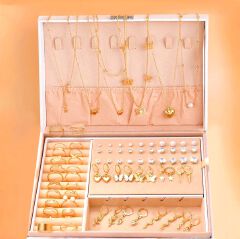 UPHUI 76PCS Luxury Jewelry Set Butterfly Necklace Set Butterfly Ring And Earring Set Diamond And Pearl Earnail Set Elegant Zircon Pendant Earring Ring Necklace Women's Daily Jewelry Gift For Friends