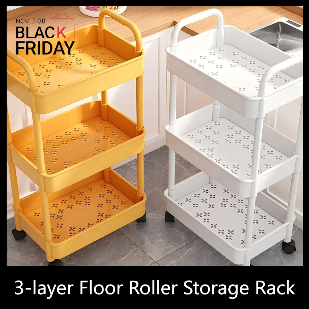 UPHUI 3 Layers Removable Storage Rack Mobile Multi-Functional Organizer Floor Standing Portable Storage Rack for Bathroom Kitchen