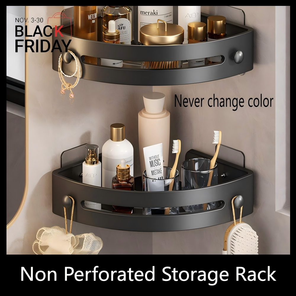 UPHUI Bathroom Storage Rack Shelf Shower Bathroom Furniture Kitchen Storage Rack Large Capacity Household Storage Rack Non Punched Wall Mounted Anti Rust Storage Rack Light Luxury Style Storage