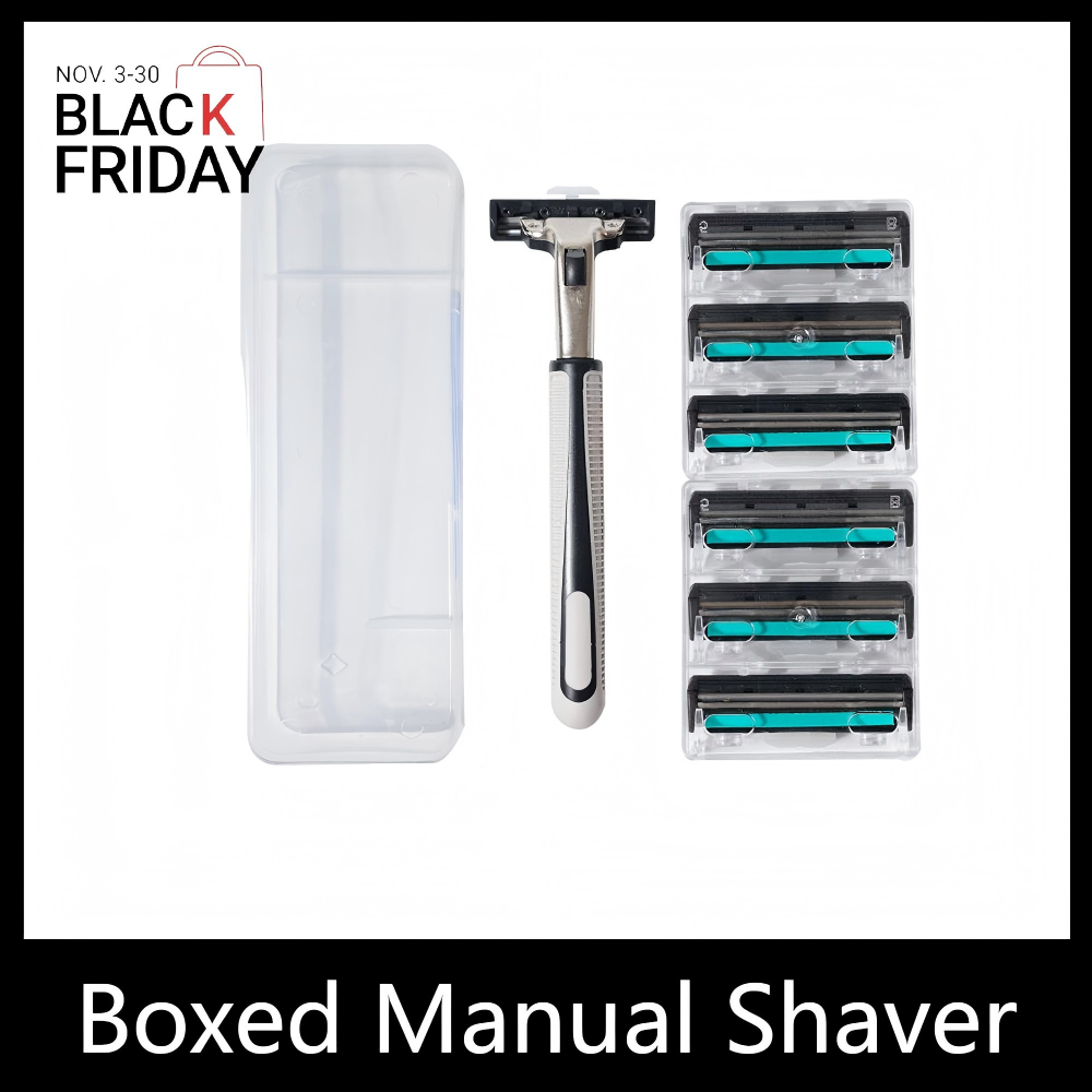 UPHUI 7-Pack Razor Blades Men's Shaver Men's Facial Hair Removal Sharp 2-Ply Razor Blade Tools Razor Holder Universal Hand Shaver Replacement Set