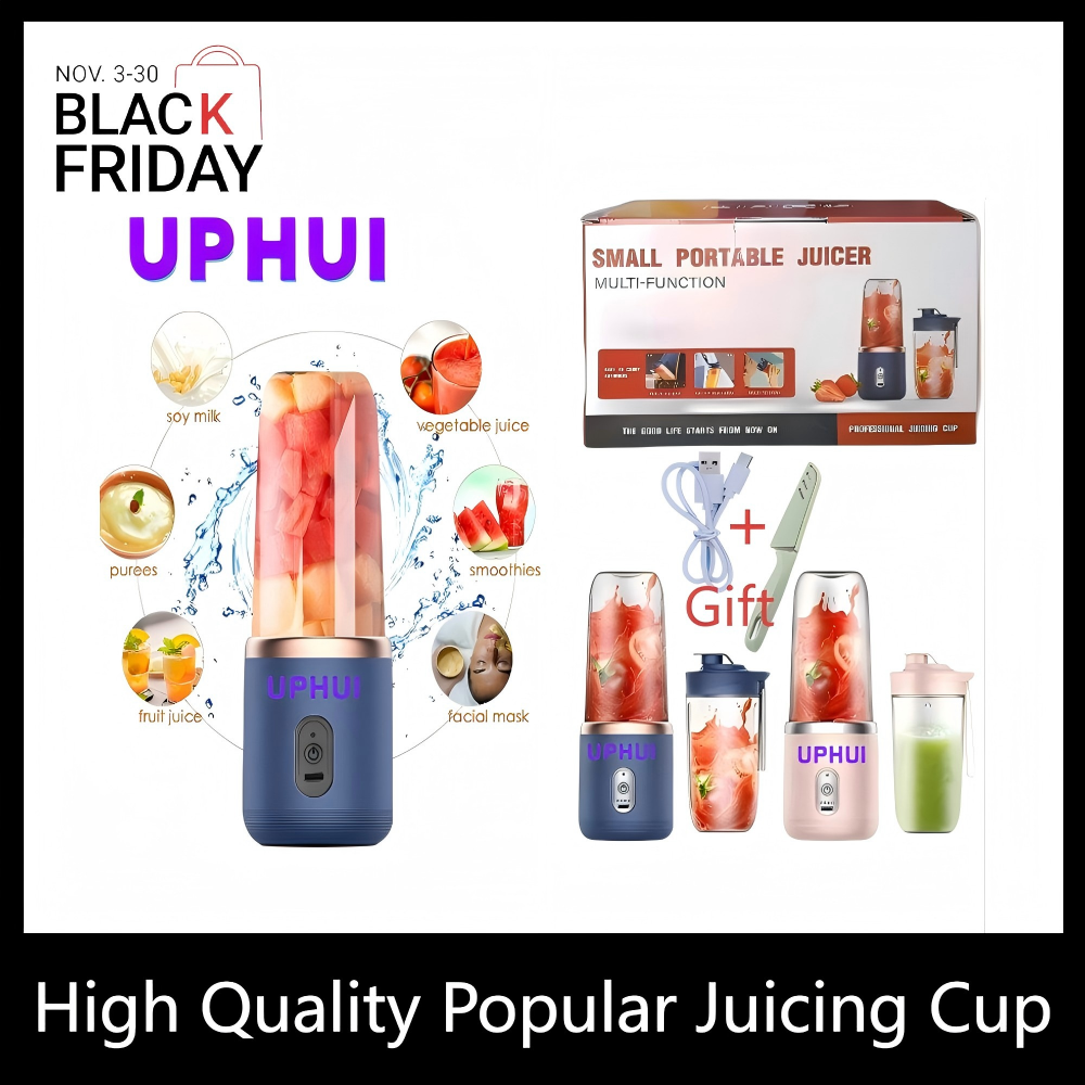 UPHUI Personal Blender for Shakes and Smoothies Portable Mixer Fruit Juicer USB Rechargeable with 6 Blades Handheld Blenders for Sports Travel and Outdoors Small Electric Mini Blender