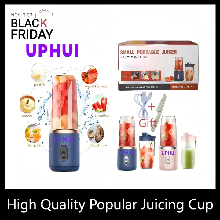UPHUI Personal Blender for Shakes and Smoothies Portable Mixer Fruit Juicer USB Rechargeable with 6 Blades Handheld Blenders for Sports Travel and Outdoors Small Electric Mini Blender