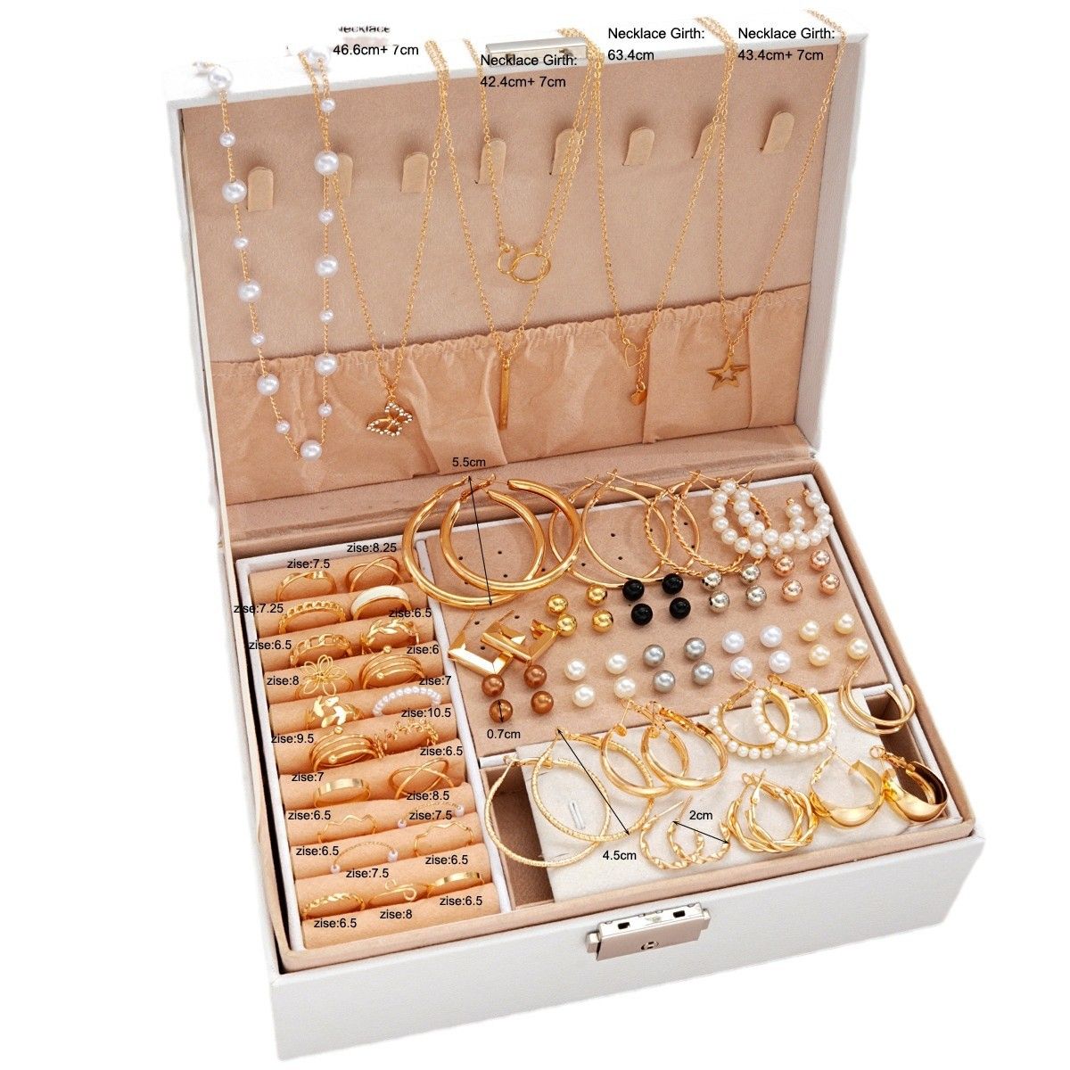 85PCS Luxury Jewelry Set Pearl Necklace Set Fashion Ring and Earring Set Diamond and Pearl Earring Set Elegant Zircon Pendant Earring Necklace Women's Daily Jewelry Gift for Friends