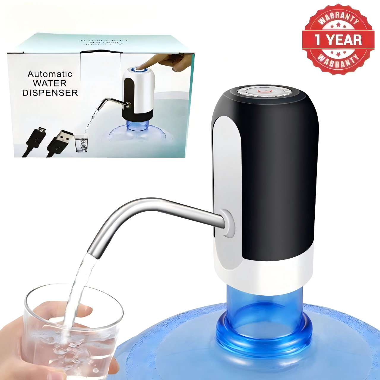 UPHUI Water Extractor Automatic Water Bottle Pump USB Rechargeable Electric Water Bottle Filler Dispenser Portable Universal Water Bottle Pump with Switch for Home Kitchen Office Camping