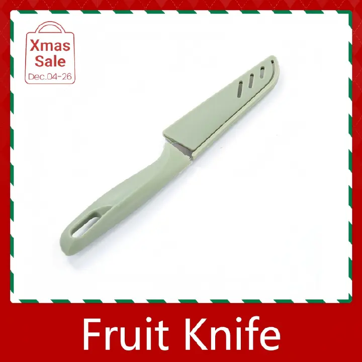 UPHUI Paring Cutter Fruit Melon Vegetables Cutter Portable Versatile Kitchen Cutter with Sleeve for Kitchen Home Use Stainless Steel (GREEN)