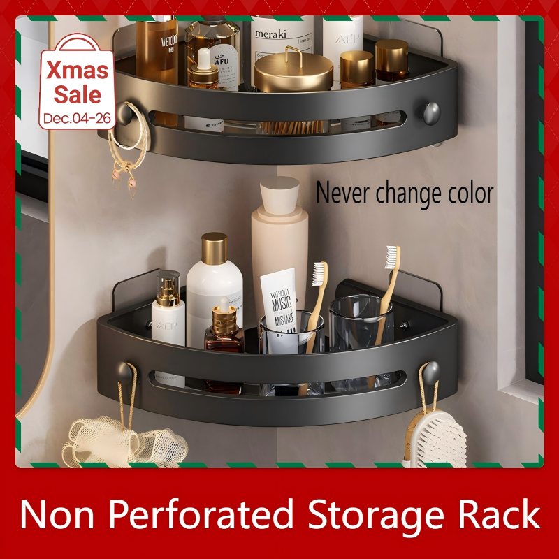 UPHUI Bathroom Storage Rack Shelf Shower Bathroom Furniture Kitchen Storage Rack Large Capacity Household Storage Rack Non Punched Wall Mounted Anti Rust Storage Rack Light Luxury Style Storage