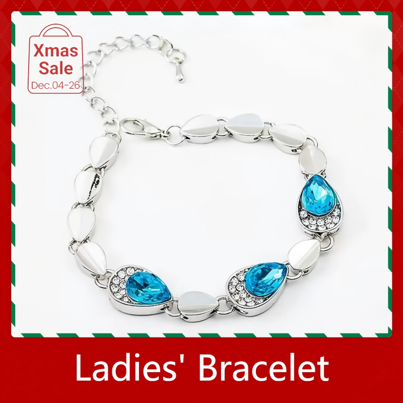 UPHUI Women's Jewelry Bracelet Exquisite Pigeon Egg Diamond Water Drop Titanium Steel Bracelet Women's Fashion Colorful Full Diamond Bracelet Sapphire Titanium Steel Strip Extension Chain