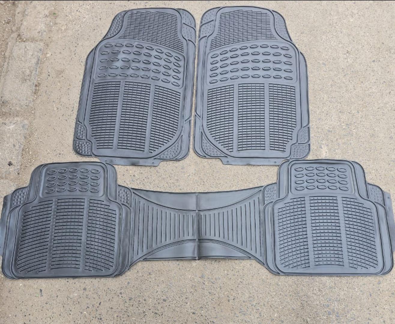 Conjoined Five Seater Heavy Duty Rubber Car Floor Mats - 3 Piece Set