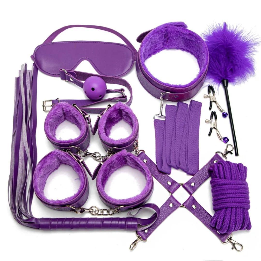 10pcs Pack Bondage Restraints BDSM Adult Sex Toys PU Leather Fetish Set Role Play Bed Game Handcuffs Mouth Ball Gag Foreplay Gift for Women Men Couples - image 21